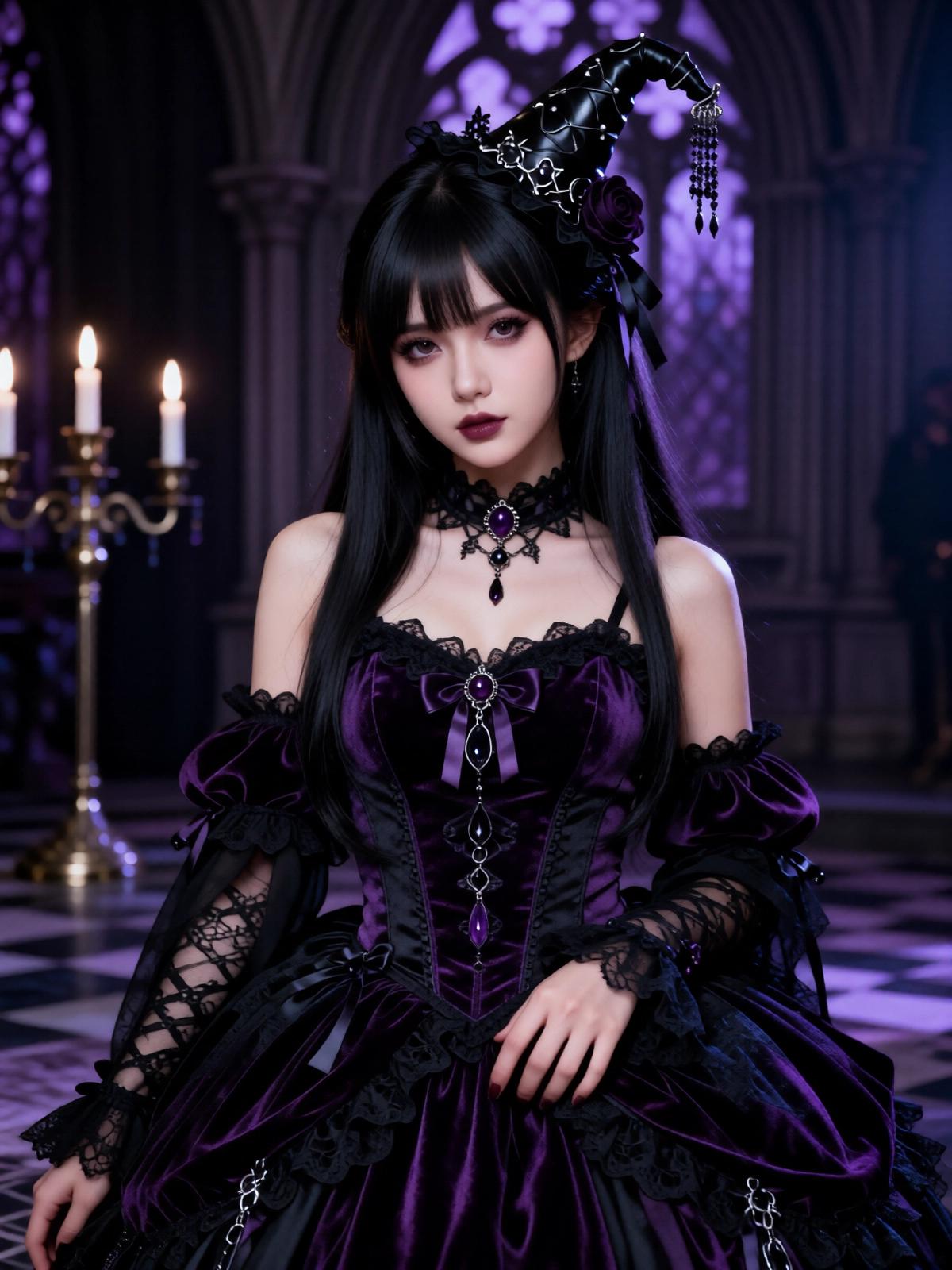 Goth AI companion portrait variation one