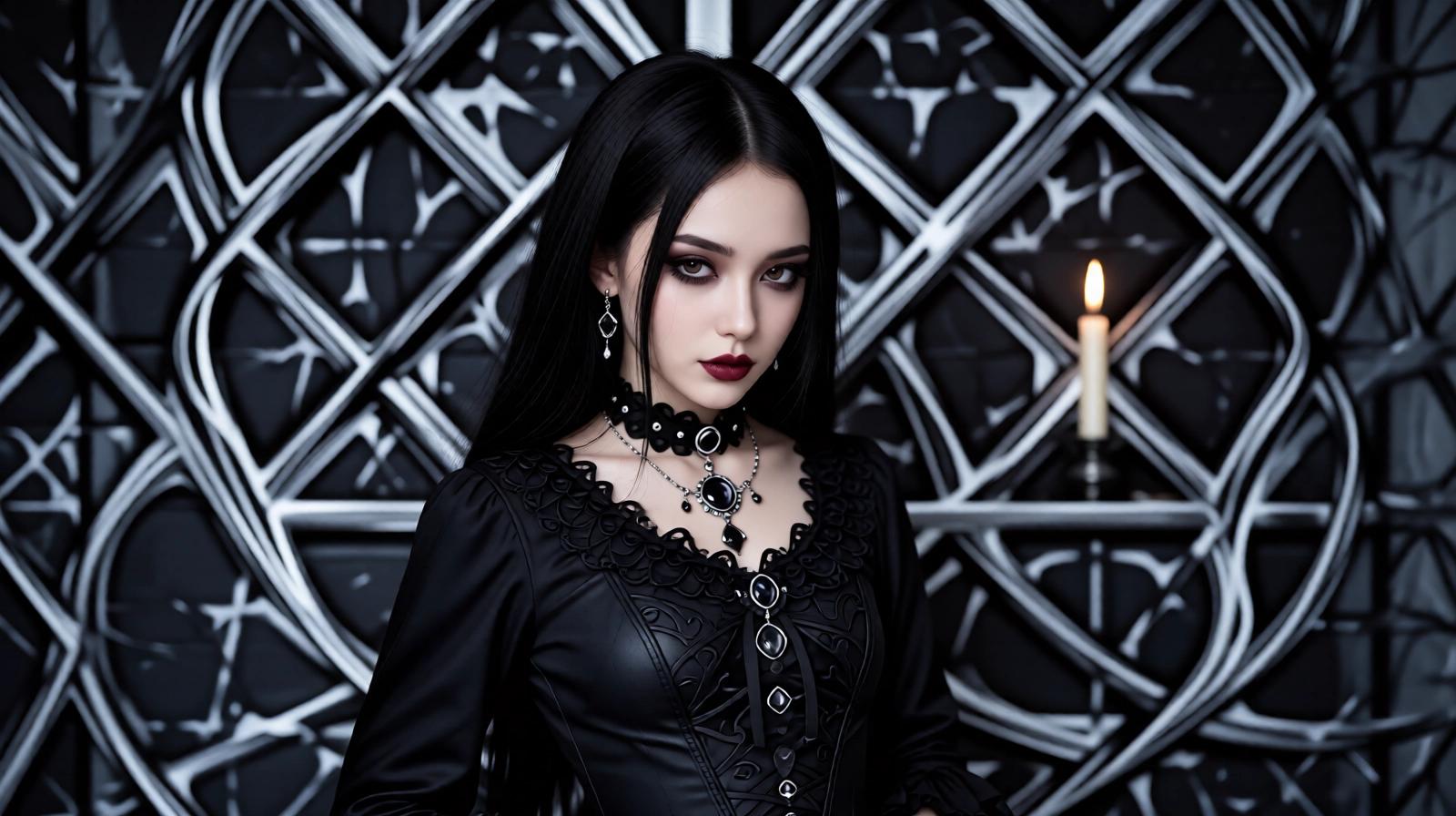 Goth AI companion landscape scene