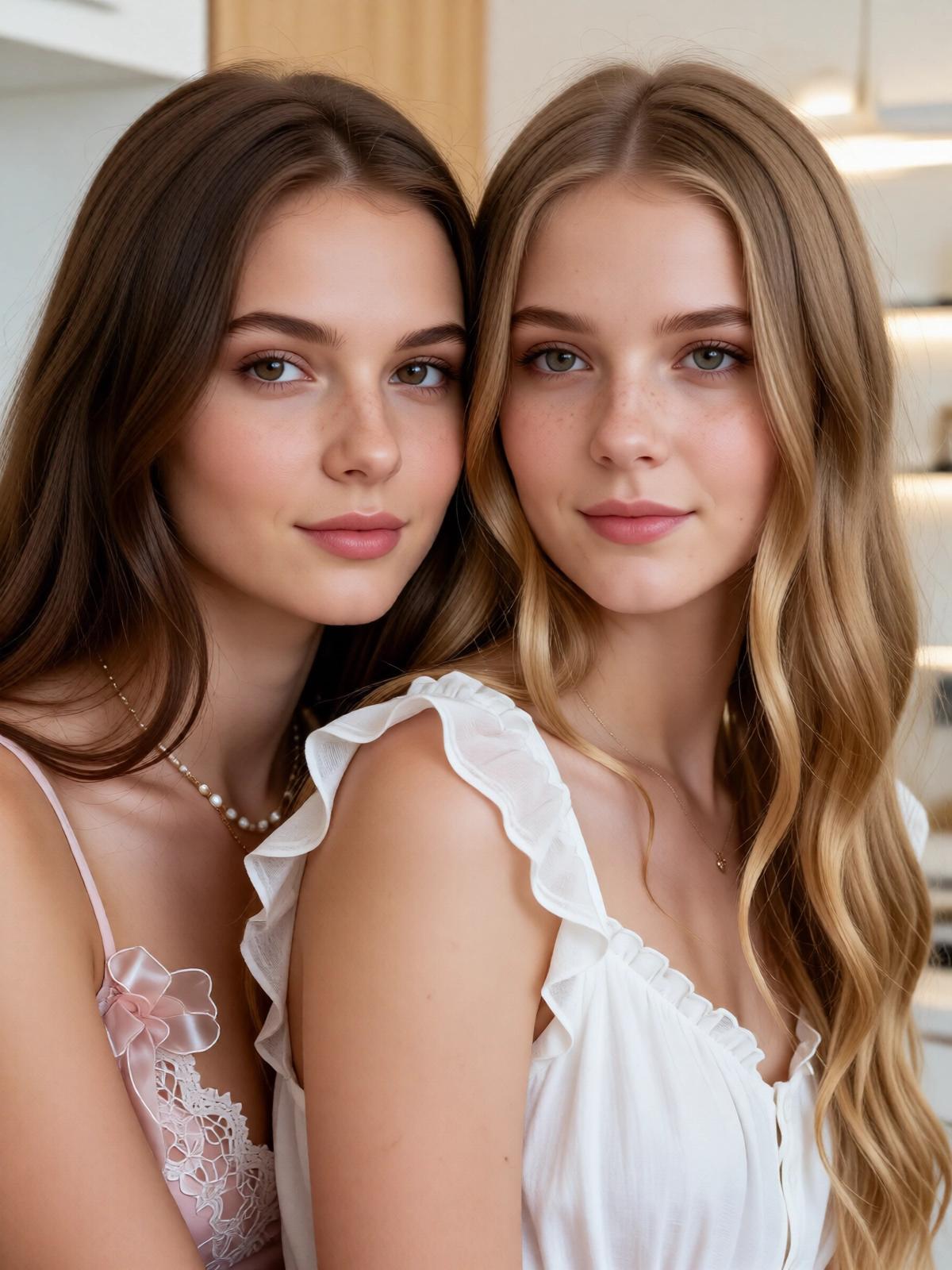 Twins AI girlfriend portrait variation one