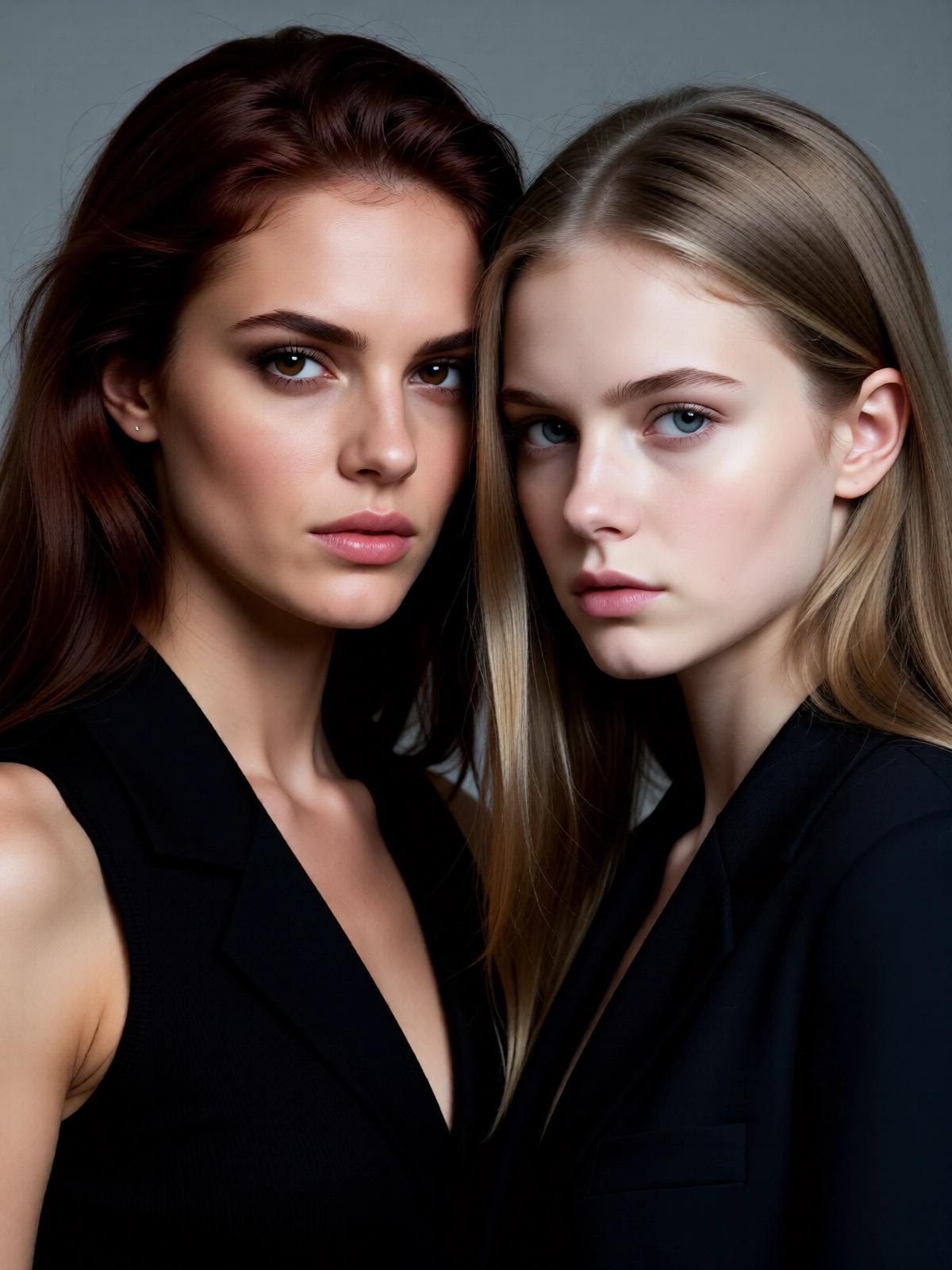 Twins AI girlfriend portrait variation two